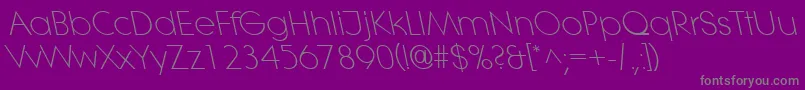 LitheleftylightRegular-Schriftart – Graue Schriften auf violettem Hintergrund