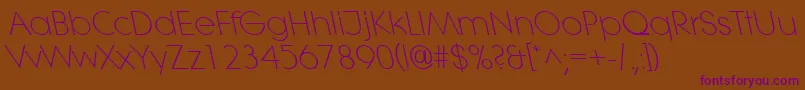 LitheleftylightRegular Font – Purple Fonts on Brown Background