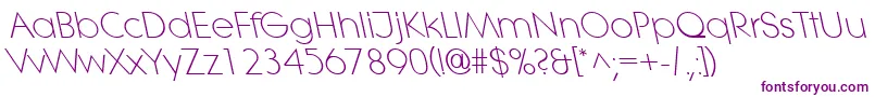 LitheleftylightRegular-Schriftart – Violette Schriften auf weißem Hintergrund