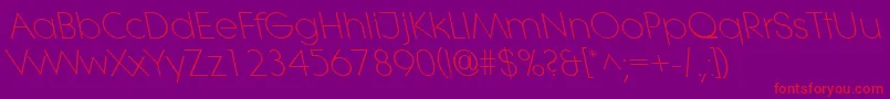 フォントLitheleftylightRegular – 紫の背景に赤い文字