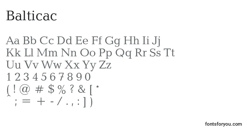 Czcionka Balticac – alfabet, cyfry, specjalne znaki