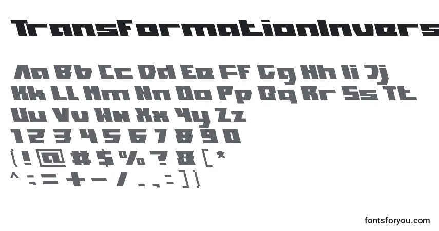 TransformationInverse-fontti – aakkoset, numerot, erikoismerkit