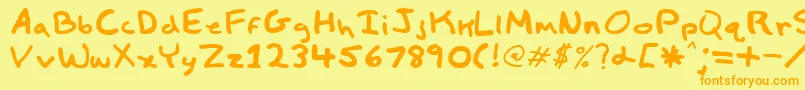 Child Font – Orange Fonts on Yellow Background