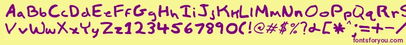 Child Font – Purple Fonts on Yellow Background