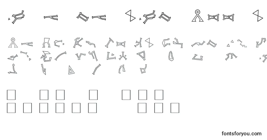 Czcionka StargateSg1AddressGlyphs – alfabet, cyfry, specjalne znaki