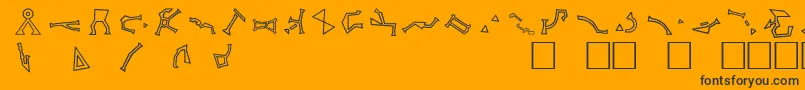 StargateSg1AddressGlyphs-Schriftart – Schwarze Schriften auf orangefarbenem Hintergrund