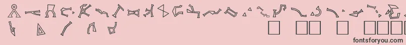 StargateSg1AddressGlyphs-fontti – mustat fontit vaaleanpunaisella taustalla