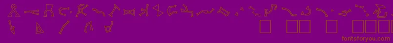 StargateSg1AddressGlyphs-Schriftart – Braune Schriften auf violettem Hintergrund