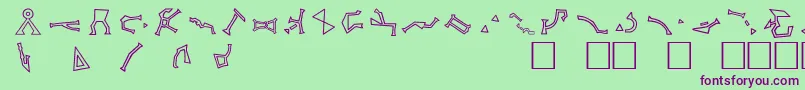 StargateSg1AddressGlyphs-Schriftart – Violette Schriften auf grünem Hintergrund