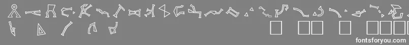 StargateSg1AddressGlyphs-Schriftart – Weiße Schriften auf grauem Hintergrund