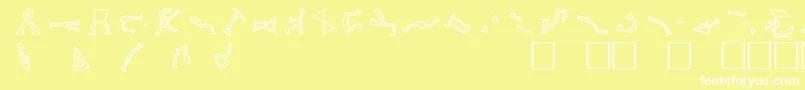 StargateSg1AddressGlyphs-Schriftart – Weiße Schriften auf gelbem Hintergrund