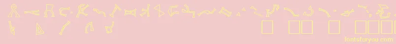 StargateSg1AddressGlyphs-Schriftart – Gelbe Schriften auf rosa Hintergrund