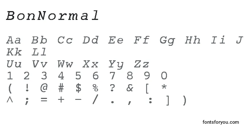 Czcionka BonNormal – alfabet, cyfry, specjalne znaki