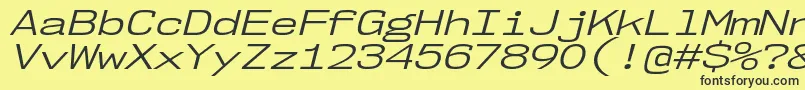 Nk57MonospaceExBkIt-fontti – mustat fontit keltaisella taustalla