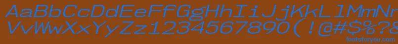 Nk57MonospaceExBkIt-fontti – siniset fontit ruskealla taustalla