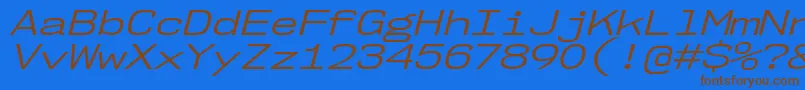 フォントNk57MonospaceExBkIt – 茶色の文字が青い背景にあります。