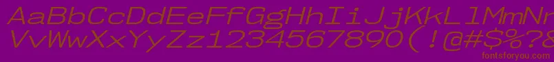 Nk57MonospaceExBkIt-fontti – ruskeat fontit violetilla taustalla