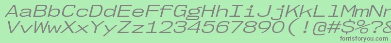 Nk57MonospaceExBkIt-fontti – harmaat kirjasimet vihreällä taustalla
