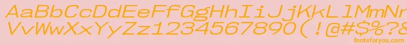 フォントNk57MonospaceExBkIt – オレンジの文字がピンクの背景にあります。
