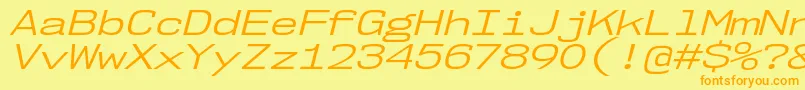 Nk57MonospaceExBkIt-Schriftart – Orangefarbene Schriften auf gelbem Hintergrund