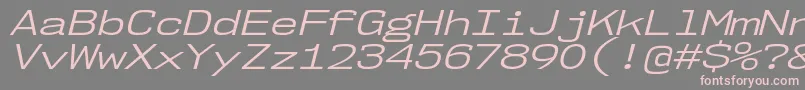 Czcionka Nk57MonospaceExBkIt – różowe czcionki na szarym tle
