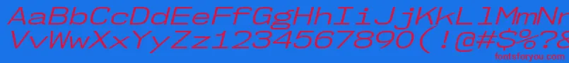 Nk57MonospaceExBkIt-fontti – punaiset fontit sinisellä taustalla