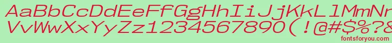 Nk57MonospaceExBkIt-fontti – punaiset fontit vihreällä taustalla
