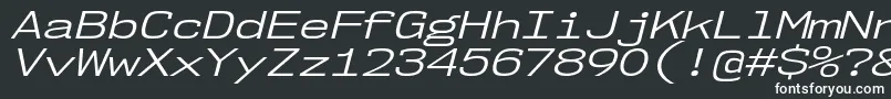 Nk57MonospaceExBkIt-fontti – valkoiset fontit mustalla taustalla