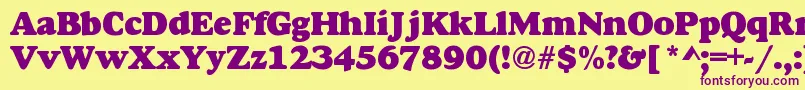 DoverHeavy-fontti – violetit fontit keltaisella taustalla