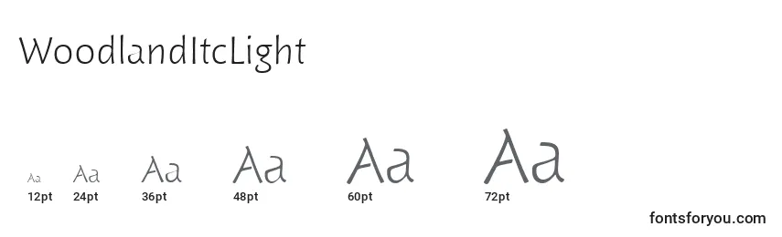 Tamanhos de fonte WoodlandItcLight