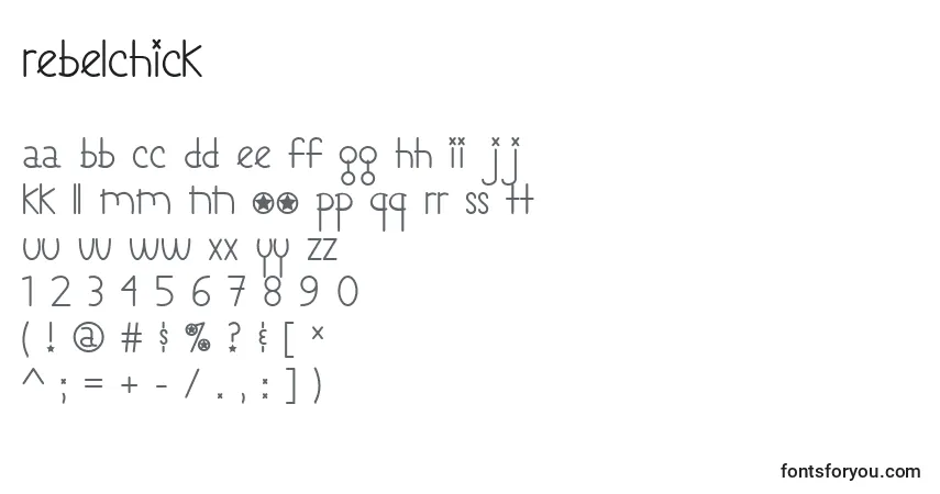 A fonte RebelChick – alfabeto, números, caracteres especiais