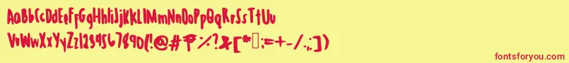 Vascutethin-Schriftart – Rote Schriften auf gelbem Hintergrund