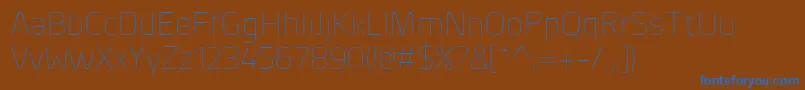 PlanerExtralight-Schriftart – Blaue Schriften auf braunem Hintergrund
