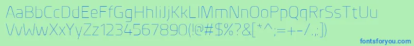 PlanerExtralight Font – Blue Fonts on Green Background