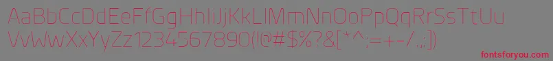 フォントPlanerExtralight – 赤い文字の灰色の背景