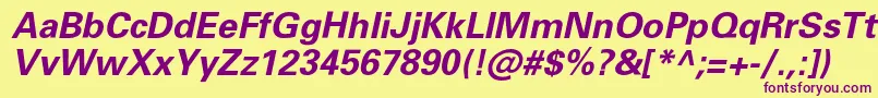 PartnerBolditalic-fontti – violetit fontit keltaisella taustalla