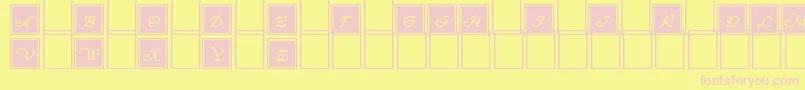 WrennInitialsBlocked-Schriftart – Rosa Schriften auf gelbem Hintergrund