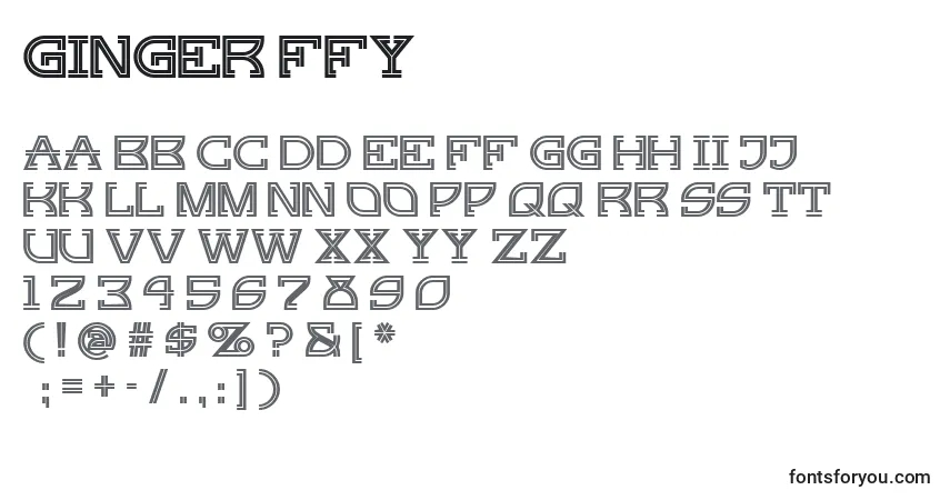 A fonte Ginger ffy – alfabeto, números, caracteres especiais