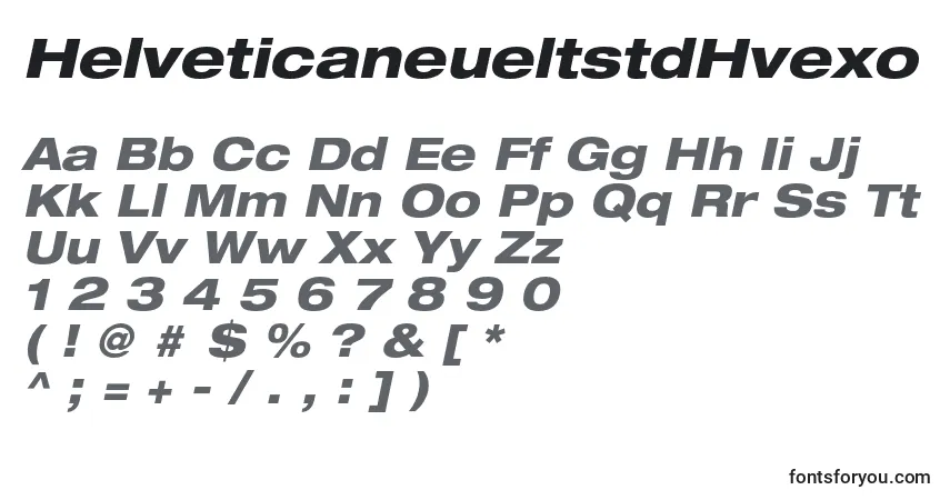 A fonte HelveticaneueltstdHvexo – alfabeto, números, caracteres especiais