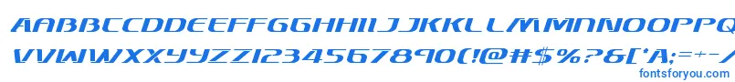 フォントSkymarshalital – 白い背景に青い文字