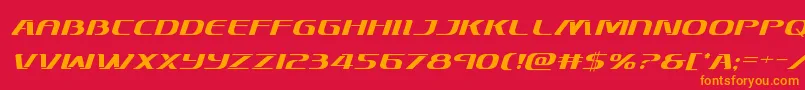 フォントSkymarshalital – 赤い背景にオレンジの文字
