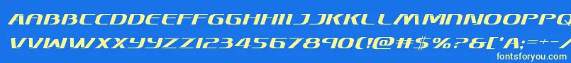 フォントSkymarshalital – 黄色の文字、青い背景