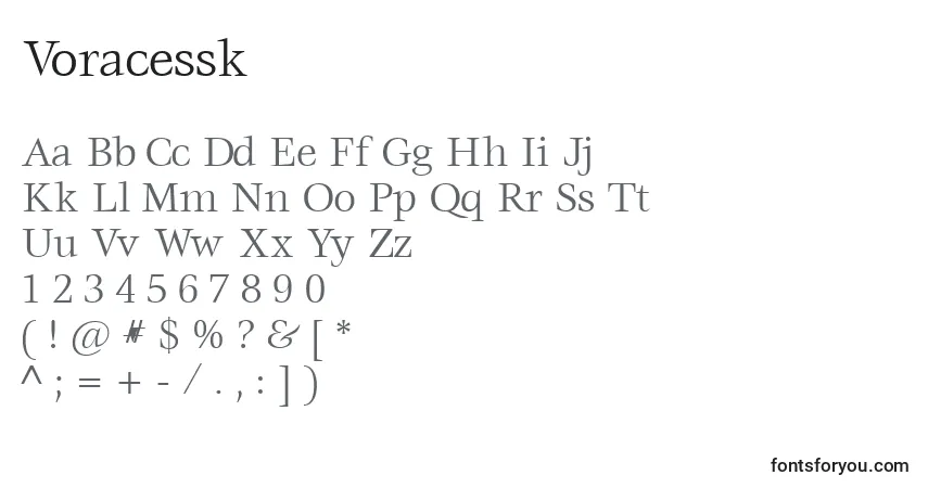A fonte Voracessk – alfabeto, números, caracteres especiais