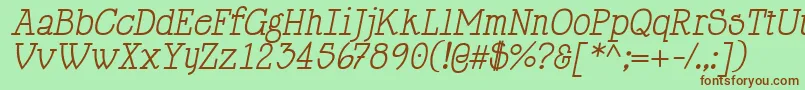 Fonte HappyPhantomItalic – fontes marrons em um fundo verde