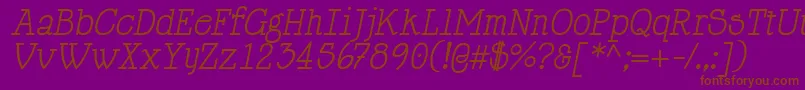 Fonte HappyPhantomItalic – fontes marrons em um fundo roxo