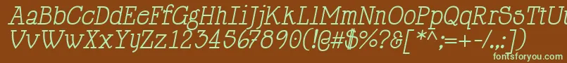 フォントHappyPhantomItalic – 緑色の文字が茶色の背景にあります。