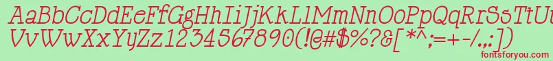 Fonte HappyPhantomItalic – fontes vermelhas em um fundo verde