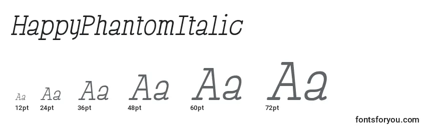 Размеры шрифта HappyPhantomItalic
