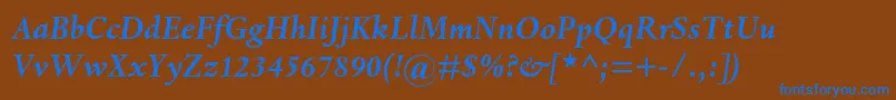 DantemtstdBolditalic Font – Blue Fonts on Brown Background