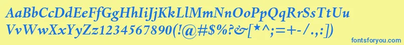 DantemtstdBolditalic Font – Blue Fonts on Yellow Background